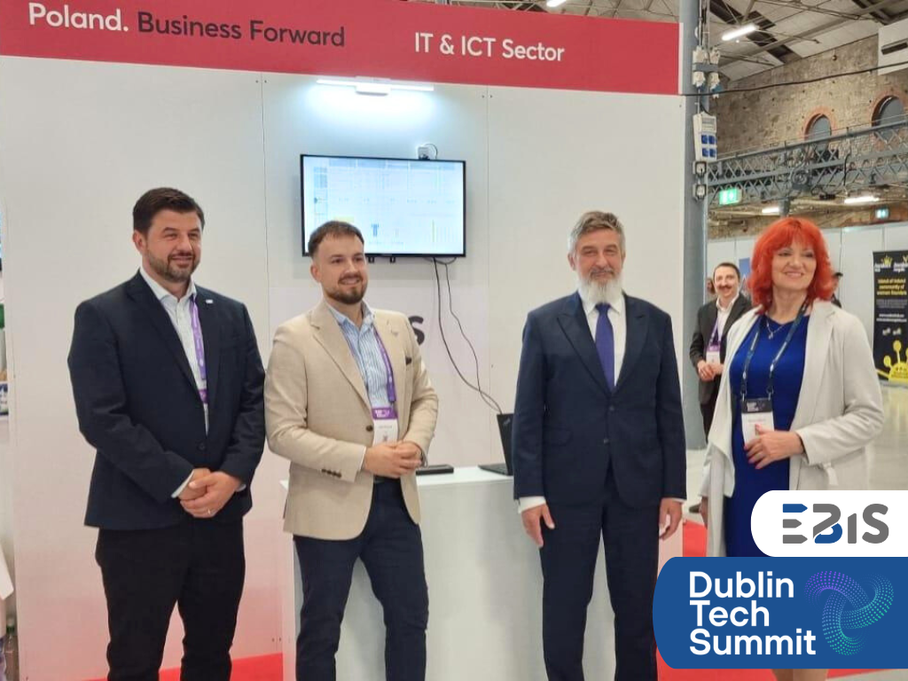 Dublin Tech Summit 2025 - EBIS stand (Polish Pavilion), with employees of the Polish Embassy in Ireland